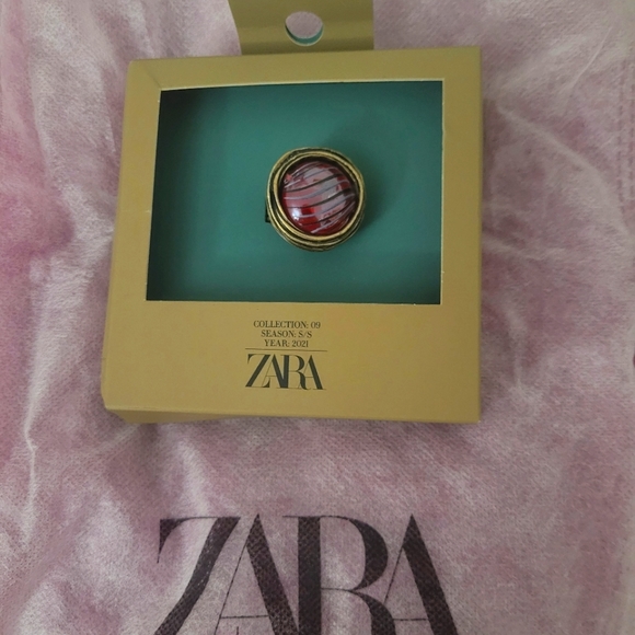 Zara Jewelry - NWT Zara S/S 2021 Collection 09 painted red blown glass ring size M=7/8